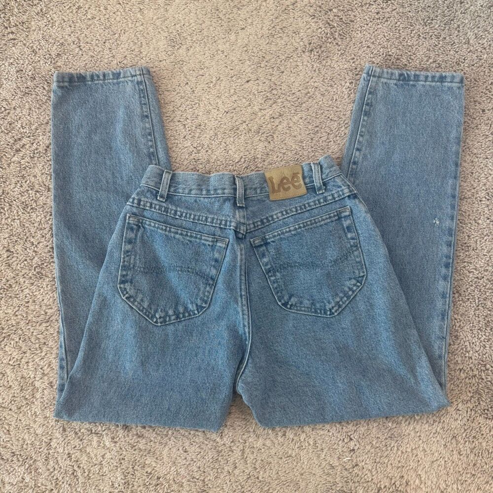 Vintage Lee High Rise Mom Jeans Light Wash Straight Leg Denim - Picture 2 of 7